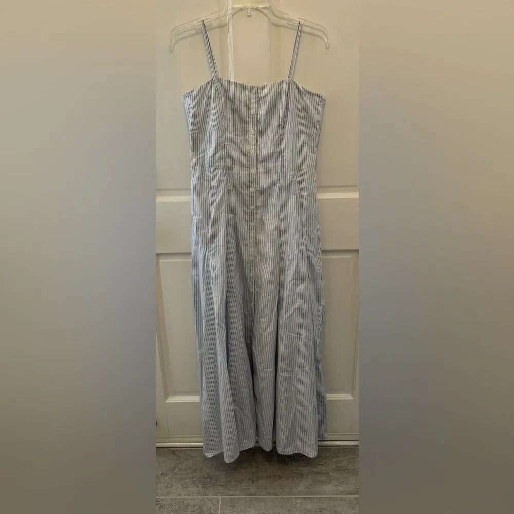 J.Crew Button-Down Cotton Poplin Dress in Stripe 6 Tall